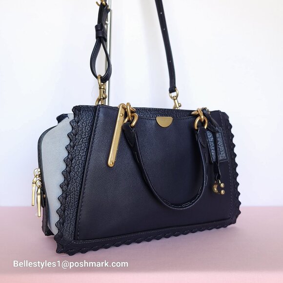 COACH Dreamer 27 Whipstitch Colorblocked Mixed Leather & Suede Satchel-Ink Mult⭐ - Picture 4 of 16